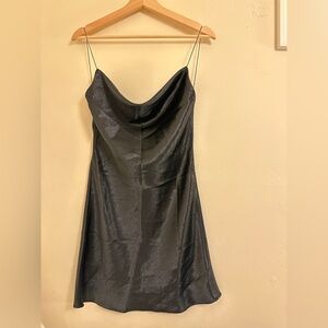 Fashion Nova Black Satin Cowl Mini Dress